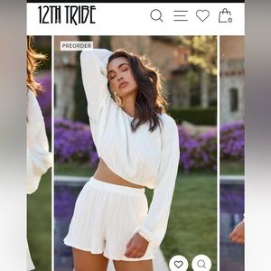 12th tribe portofino white plisse short set